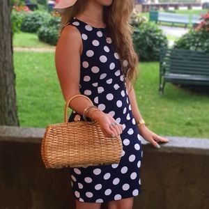 Navy Blue and White Polkadot Bodycon Mini Dress
